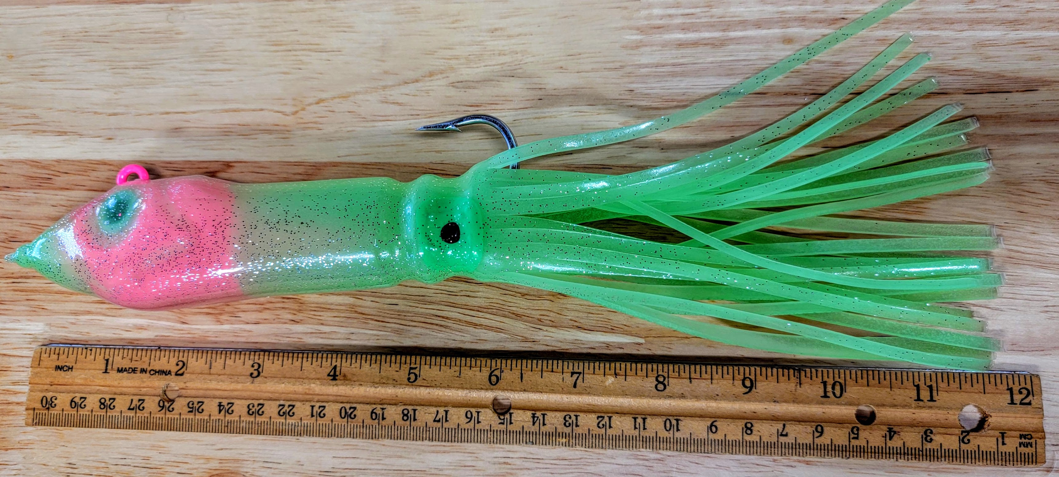 LINGCOD SQUID BLASTER! Glow & Pink Head Giro Custom Lures