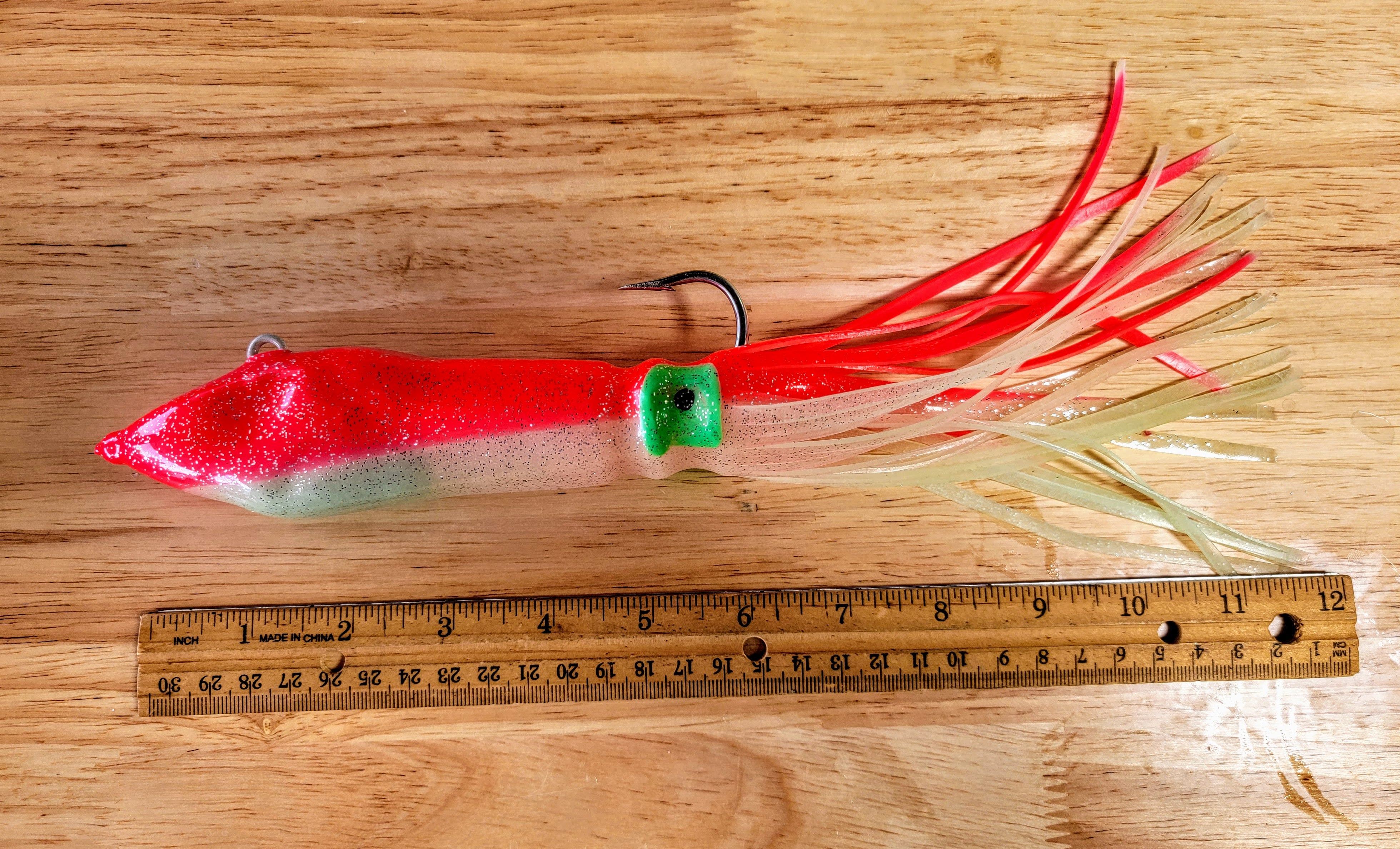 LINGCOD SQUID BLASTER! Pink/Glow & White Head Giro Custom Lures