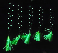 Load image into Gallery viewer, *MEGA GLOW* Green Sardine Giro Darter Rigged Treble Hook