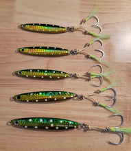 Load image into Gallery viewer, *MEGA GLOW* Green Sardine Giro Darter Rigged Assist Hook