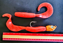 Load image into Gallery viewer, "SALT" 9" Glow Grub Red Crab w/ Orange Glow Head