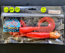 Load image into Gallery viewer, "SALT" 9" Glow Grub Red Crab w/ Orange Glow Head
