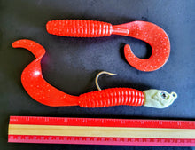 Load image into Gallery viewer, "SALT" 9" Glow Grub Red Crab w/ White Glow Head