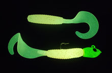 Load image into Gallery viewer, "SALT" 9" Glow Grub Garibaldi Orange w/ Chartreuse Glow Head