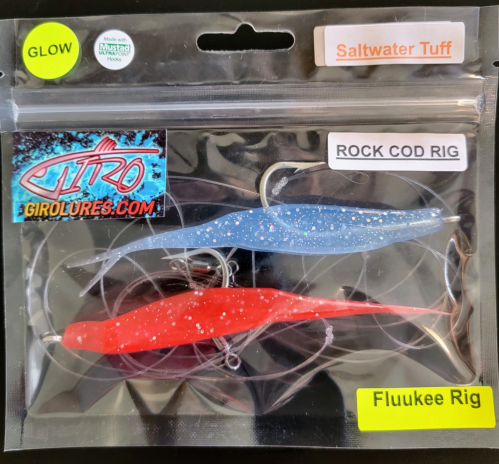 cod fishing surface lures Fluukee Mega Glow Rock Cod Rig Red & Pacific Blue – Giro Custom Lures