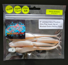 Load image into Gallery viewer, Squidly Nuclear Glow White Sea Bass Jointed Fluukee Rig
