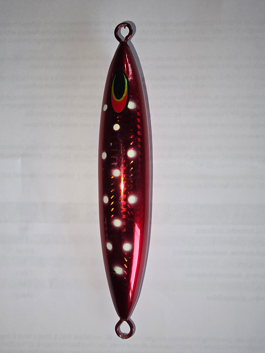 dot fishing lures Mega Glow Crimson Red Polka Dot Lazer Bomb 300g Pre Rigged w/ 200lb Leader/BKK 7/0 Assist