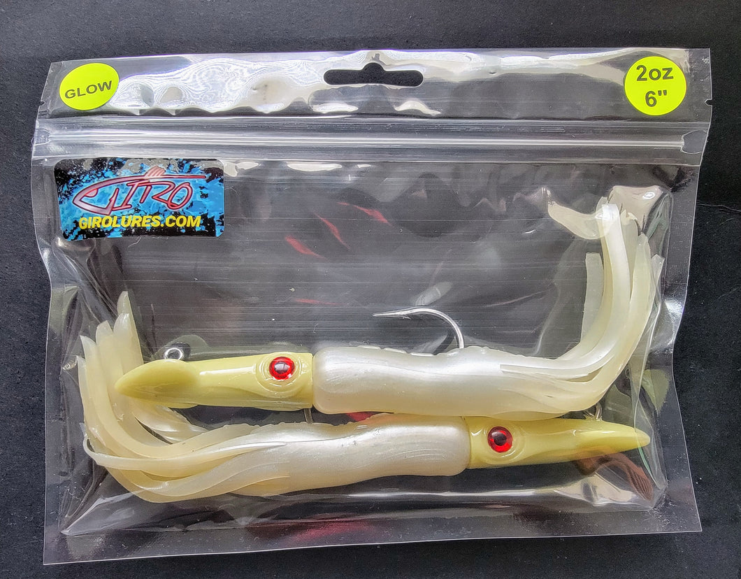 2oz Squidster Jig Ultra Glow Bonehead