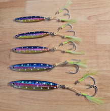 Load image into Gallery viewer, *MEGA GLOW*  Holographic Blue Mackerel Giro Darter Rigged Assist Hook
