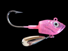 Load image into Gallery viewer, *MEGA GLOW* Giant Guppy Underspin Jig Hot Pink
