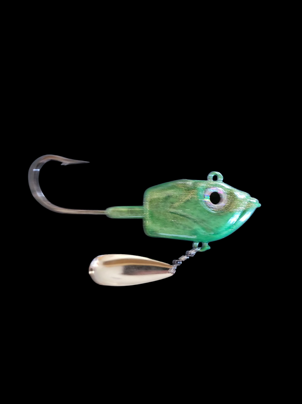 *MEGA GLOW* Giant Guppy Underspin Jig Green