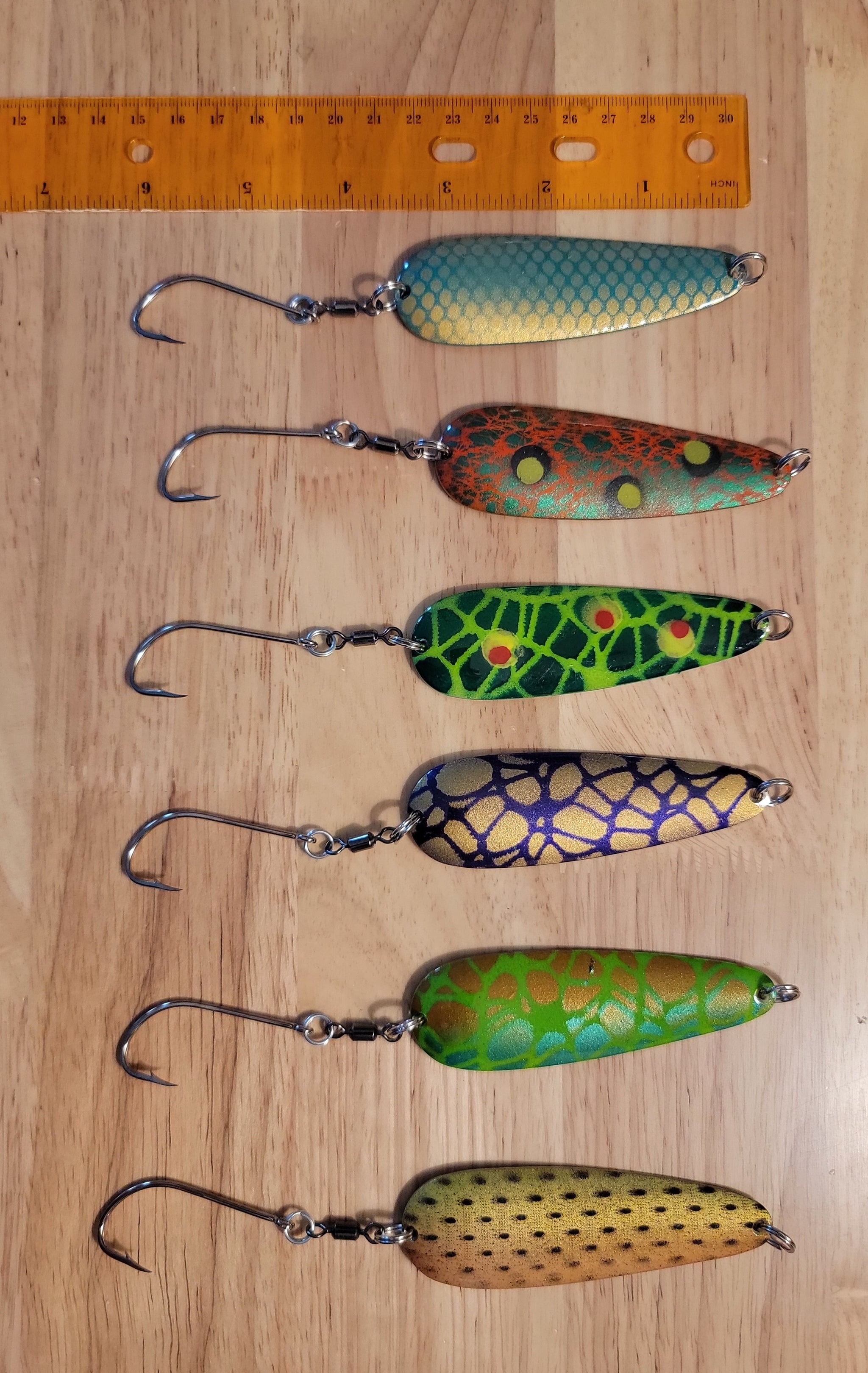 custom made silverware fishing lures Warrior Spoons containing 10 different colors Custom fishing lures, spoon lure